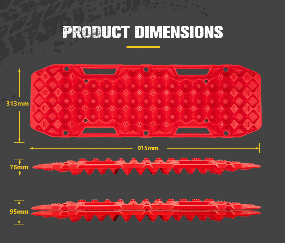 BUNKER INDUST Recovery Tracks 10T Sand Mud Snow Grass 4WD Accessory 1Pair Red