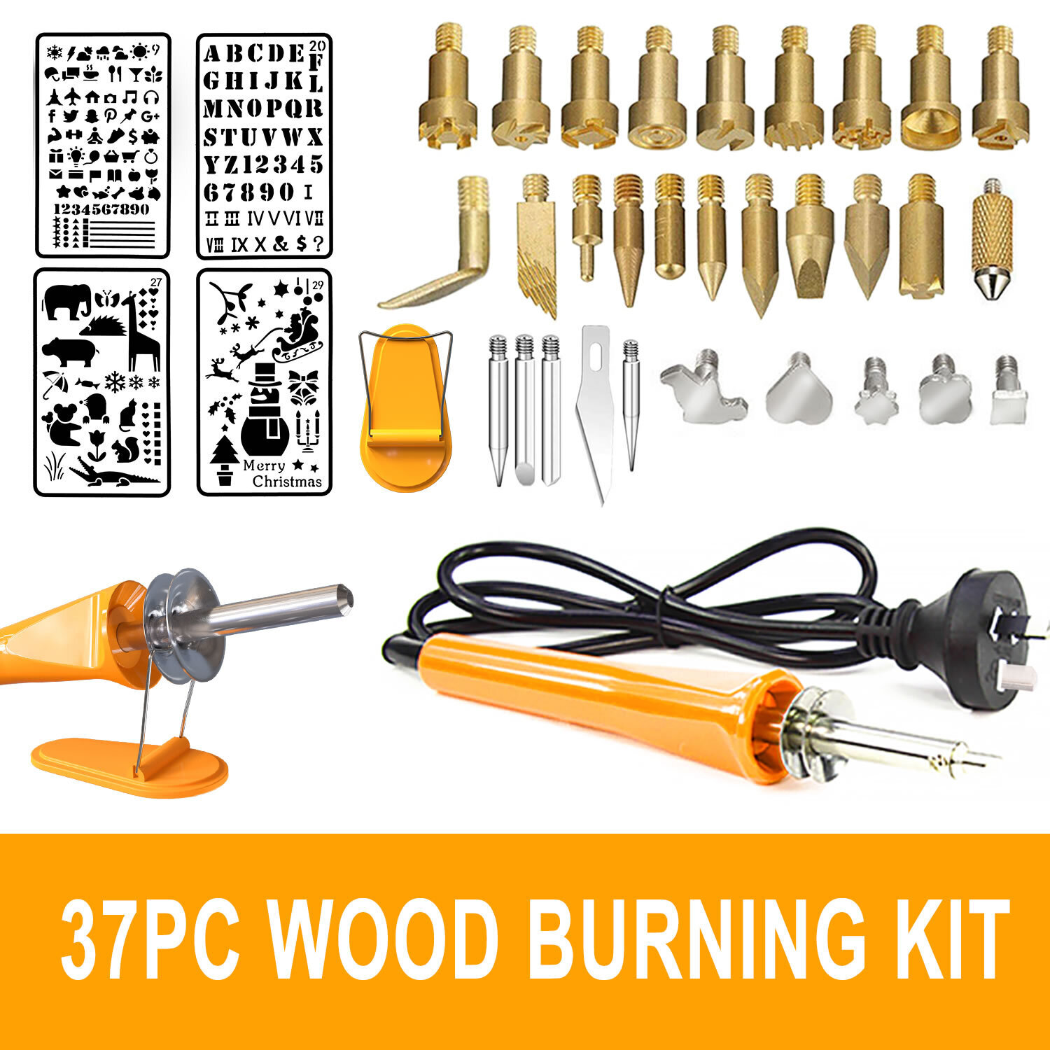 MasterSpec 37PC 30W Wood Burning Set Electric Soldering Iron Kit Iron Burner Hobby Kit
