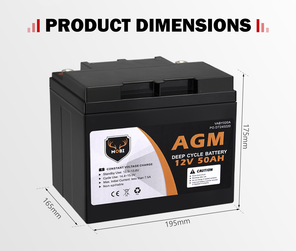 ▷ Batterie AGM 12V 50Ah Véhicules Electriques, Marine, Caravaning, UPS