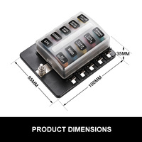 SAN HIMA 10 Way Blade Fuse Box Fuse Block Holder with Fuses for 12V/24V Marine