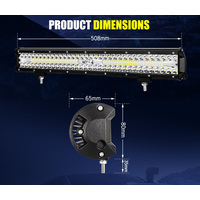 LIGHTFOX 20inch LED Light Bar Tri Row Spot Flood Combo Offroad Work Driving 4WD Truck
