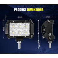 LIGHTFOX 2x 4inch LED Work Light Flood Beam Dual Row Work Fog Lamp Offroad 4x4WD