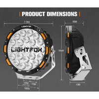 LIGHTFOX 9inch LED Spot Driving Lights Round Slim Spotlights 4x4 OffRoad SUV