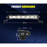 LIGHTFOX Pair 7inch LED Light Bar Super Slim Single Row 12V 24V Work Lamp Offroad 4x4