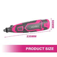 Monika 12v cordless rotary tool pink variable speed engraver grinder multi accessories