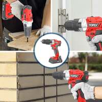 Topex 20v lithium-ion cordless drill driver impact hammer drill w/ battery charger