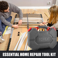 TOPEX 52-Piece Hand Tool Kit Portable Home/Auto Repair Set w/ Ratchet Wrench, Pliers ,Screwdriver Kits and Storage Case