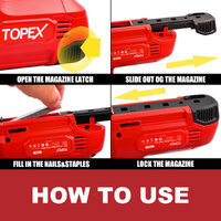 TOPEX 4V 2in1 Cordless Electric Stapler Tacker Nail Gun Li-Ion 3K Staples Nails
