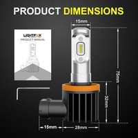 LIGHTFOX Pair H11 H8 H9 Led Headlight Conversion Kit Vehicle Replace Halogen Xenon