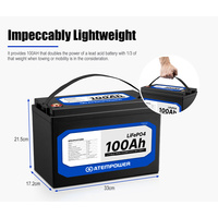 ATEMPOWER 100Ah 12V Lithium Battery LiFePO4 Deep Cycle Rechargeable Marine 4WD Replace AGM