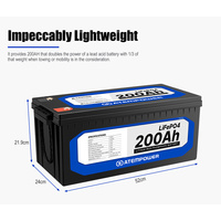 ATEMPOWER 12V 200Ah Lithium Battery LiFePO4 Phosphate Deep Cycle Rechargeable Replace AGM