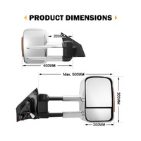 SAN HIMA Pair Towing Mirrors for Mazda BT-50 2012 to Mid-Year 2020 W/ Indicators