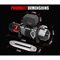 FIERYRED 12V 17500LBS Wireless Electric Winch Synthetic Rope