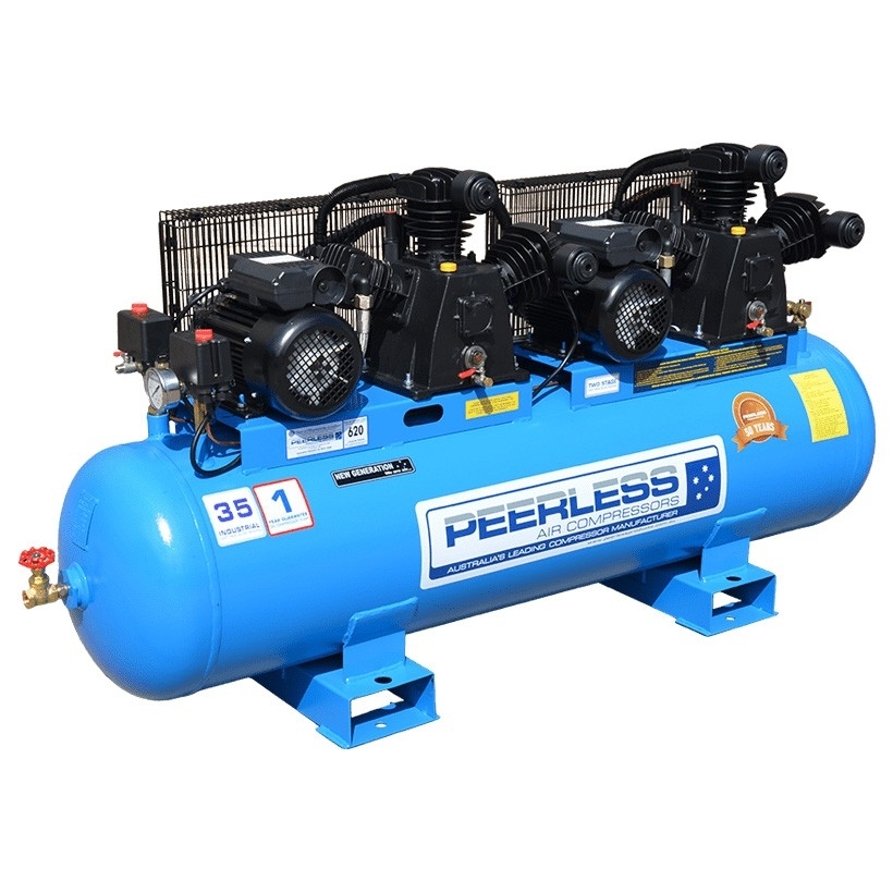Peerless 600lpm Electric 3.5hp (x2) PT35 Twin Pump High Pressure Compressor 00093-1