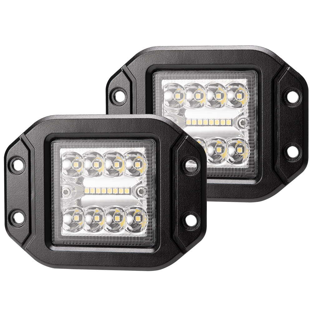 LIGHTFOX 2x 5inch LED Work Light Flush Mount Spot Flood Reverse Offroad 4x4