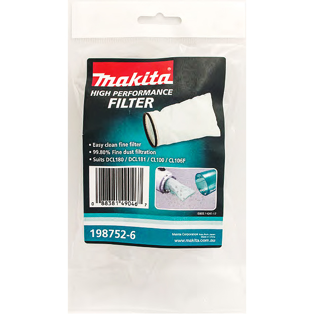 Makita High Performance Filter - Suits DCL180 / DCL181 / CL100 / CL106F - 198752-6