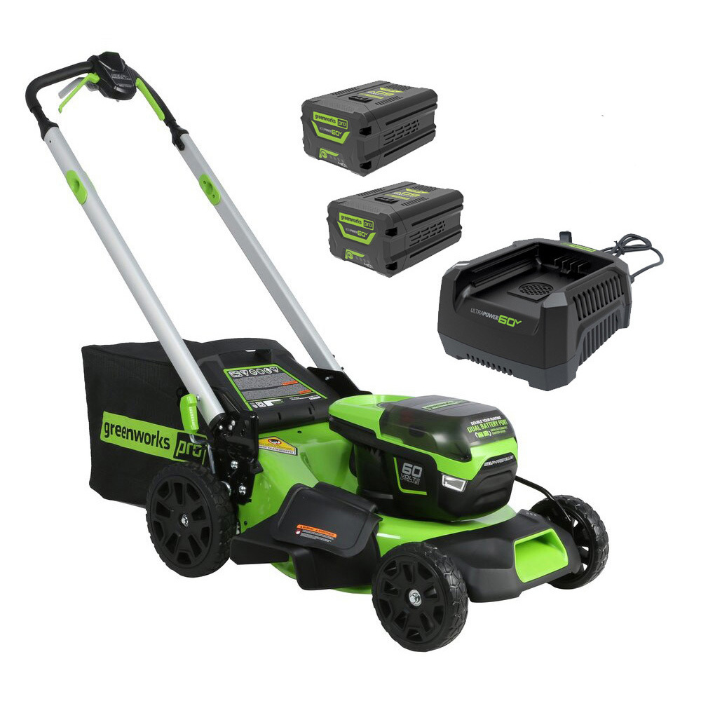 Greenworks 60V Brushless 51cm Self-Propelled Lawn Mower 8.0ah Dual Battery Set 2515207AU-Kit-2x4