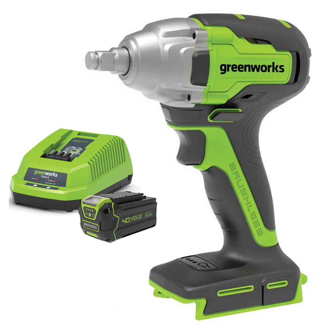 Greenworks 24V Brushless Impact Wrench 4.0ah Set 3802907AU-Kit-4