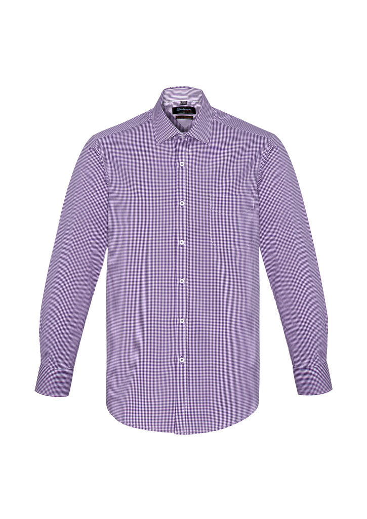 Biz Corporates Newport Mens Long Sleeve Shirt Purple Reign Size XS