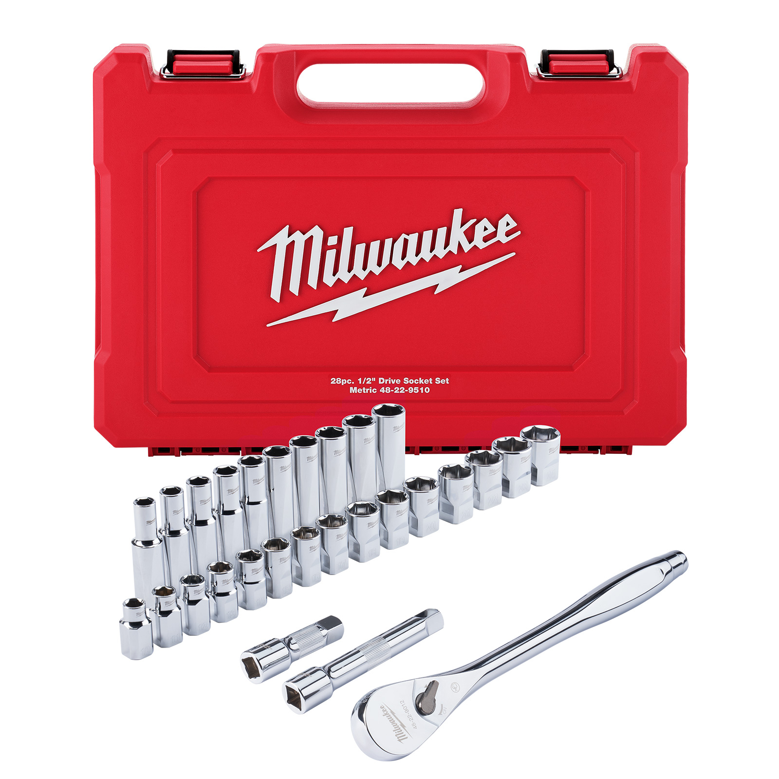 Milwaukee 28 Piece 3/8 in Drive SAE Ratchet And Socket Mechanics Tool Set