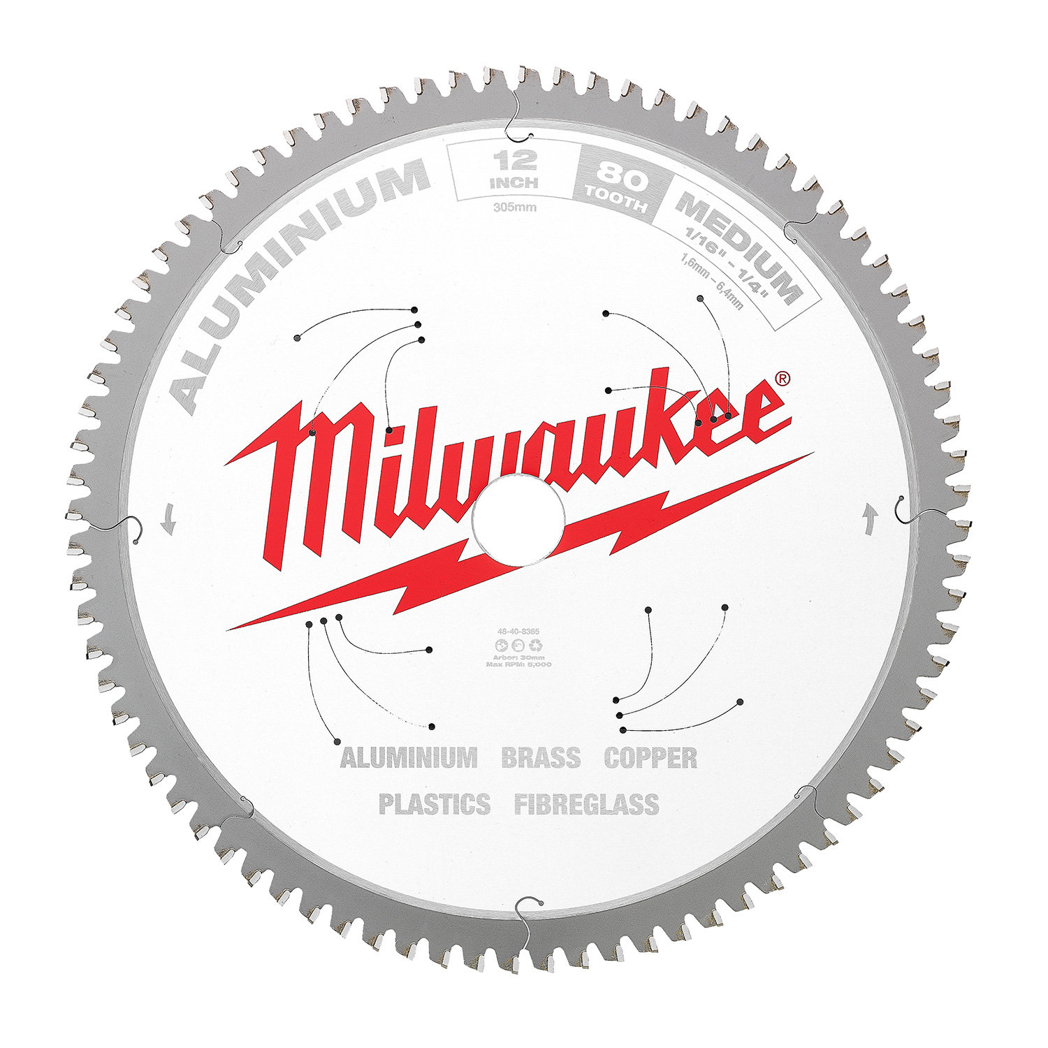 Milwaukee 305mm (12") 80T Aluminium Circular Saw Blade 48408365