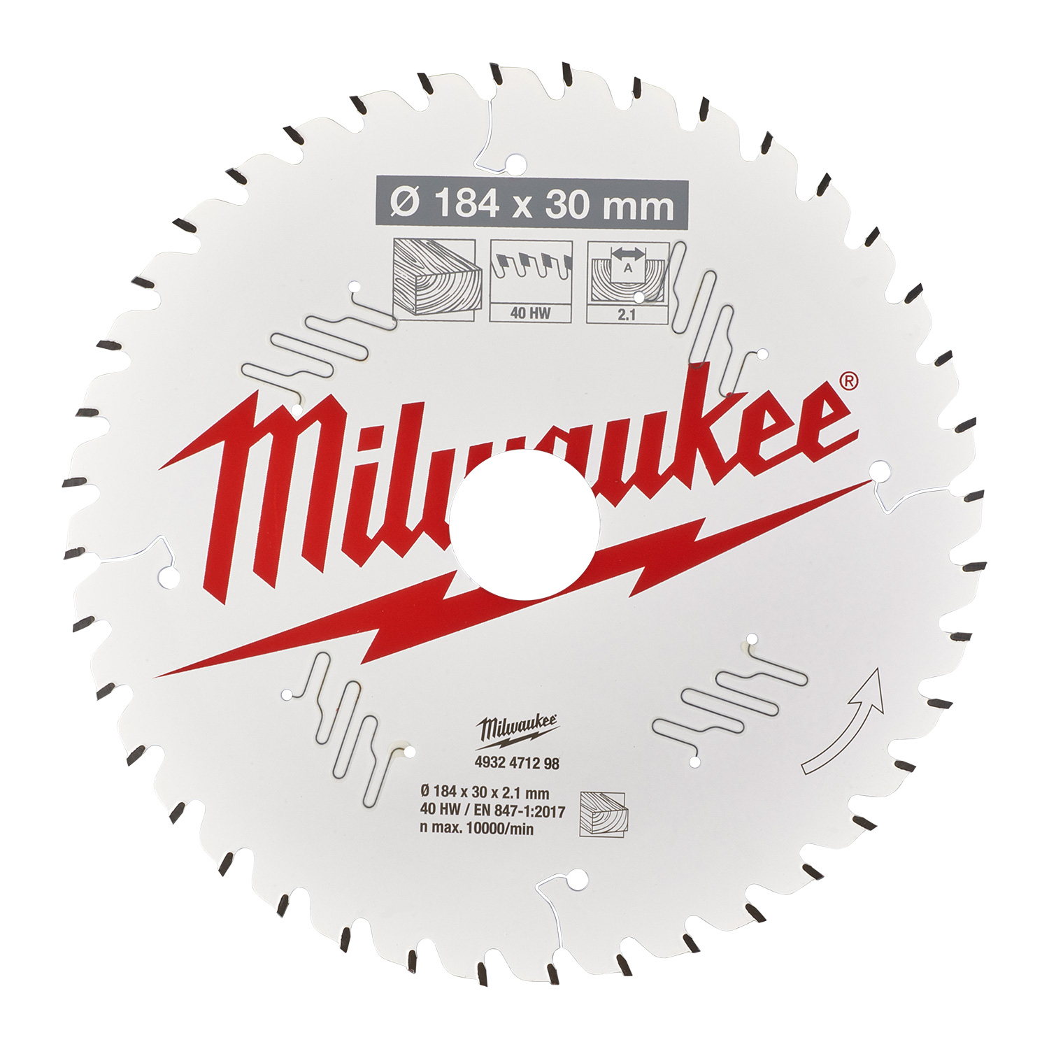 Milwaukee 184mm 40T Framing Circular Saw Blade (30mm Bore) 4932471298