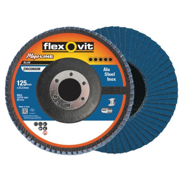 Flexovit 125 x 22.2mm 40-Grit Flap Disc Zirconia 66261039207