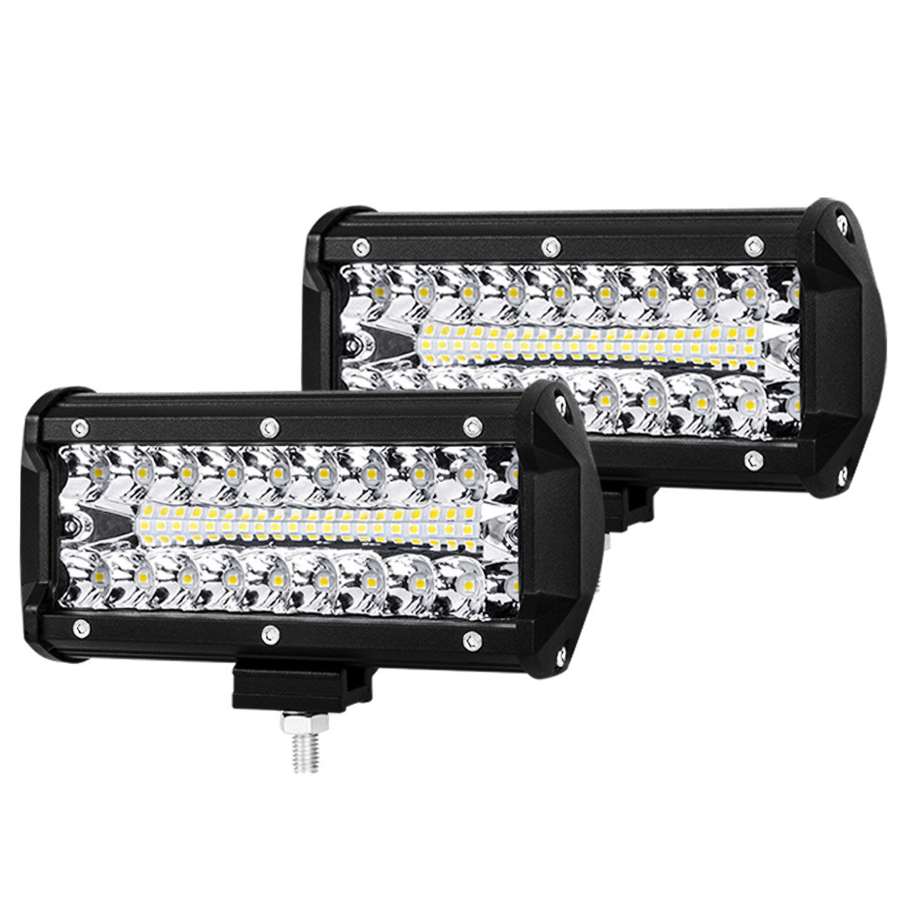 LIGHTFOX 2x 7inch LED Light Bar Spot Flood Combo Work Driving Lights OffRoad 4WD 6"