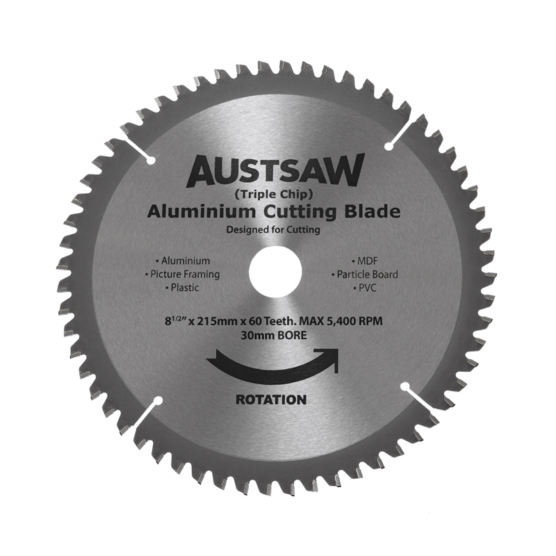 Austsaw 215mm 60T Aluminium Blade Triple Chip - 30mm Bore ALYC2153060