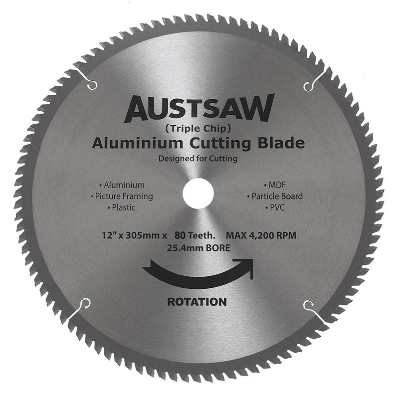 Austsaw 300mm 80T Aluminium Blade Triple Chip - 25.4mm Bore ALYC3002580