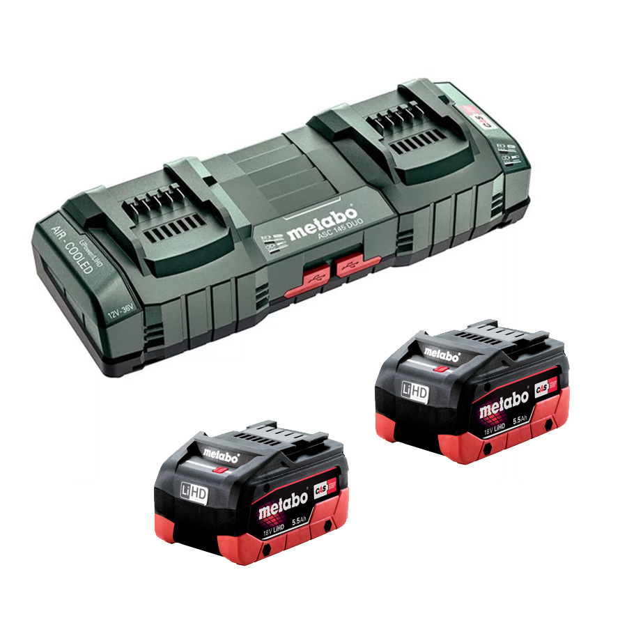 Metabo 18V 5.5Ah LiHD ASC 145 DUO Fast Charger Starter Kit AU62749805