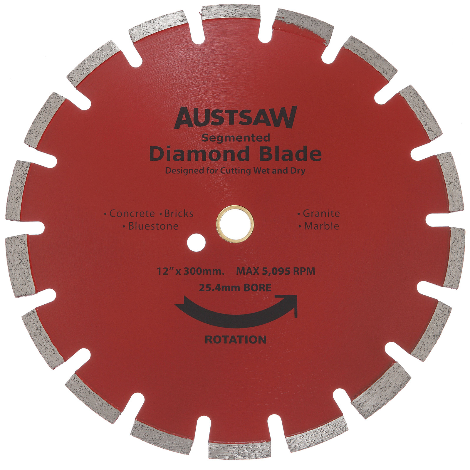 Austsaw 300mm (12") Diamond Blade Segmented Asphalt - 25.4/20mm Bore AUDIA300A