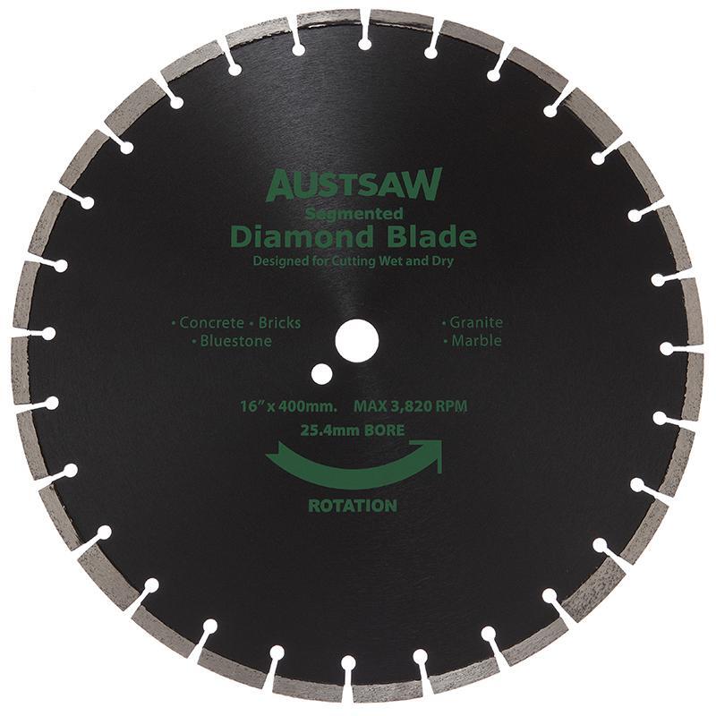 Austsaw 400mm (16") Diamond Blade Segmented General Purpose - 25.4/20mm Bore AUDIA400GP