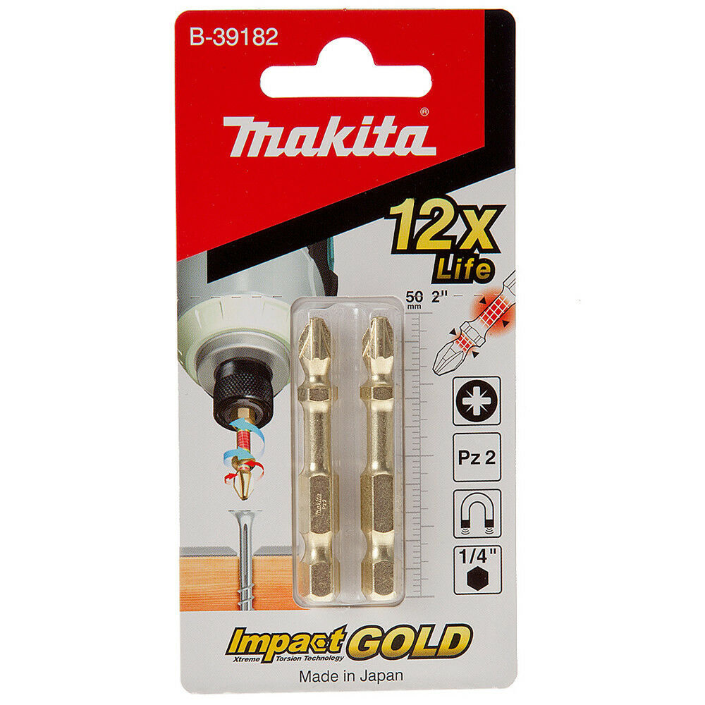 1pc New Genuine Makita Impact GOLD Torsion 50mm Screwdriver Bit PZ2 