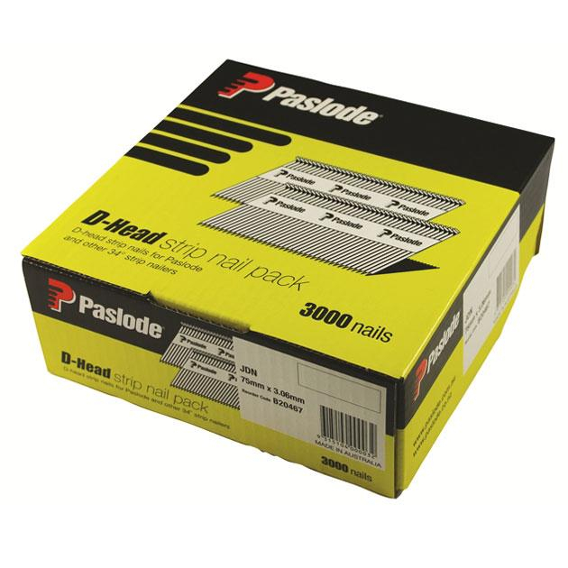 Paslode 75mm x 3.06mm Bright D Head Framing Nails 3000 Pack B20467