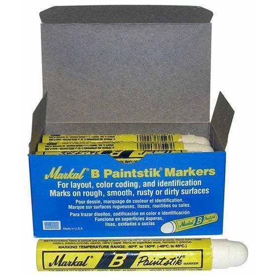 Markal "B" WHITE Dymark Tyre Crayon / Chalk / Paint Stick (Box of 12)