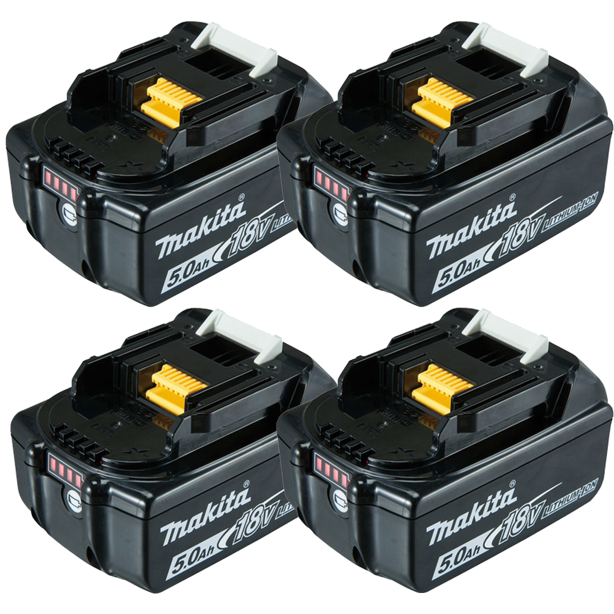 Makita 18V 5.0Ah Lithium Battery with Charge Indicator x 4