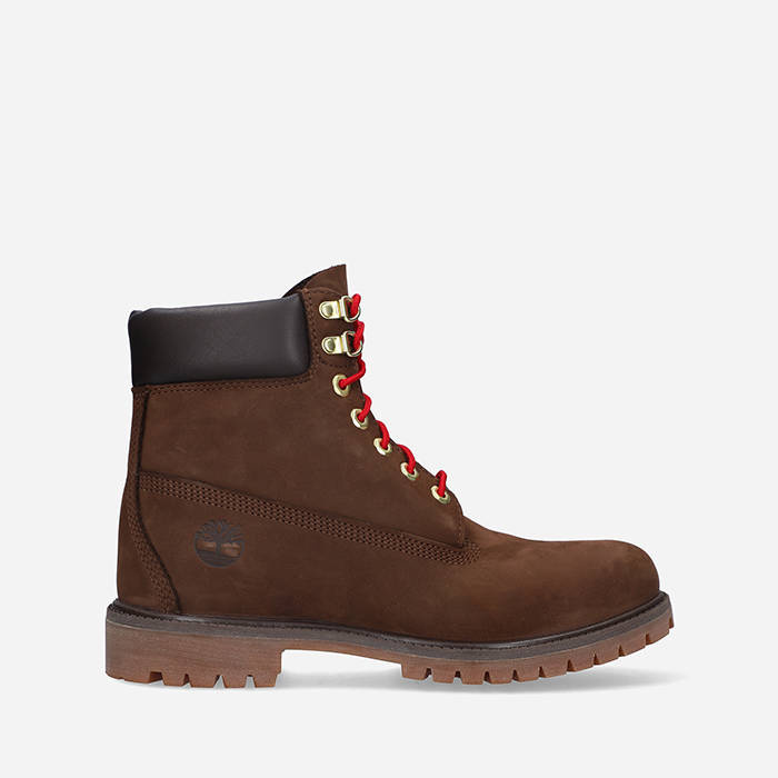 Timberland Women s 6 Inches Premium Waterproof Boot Dark Brown with Red US 13