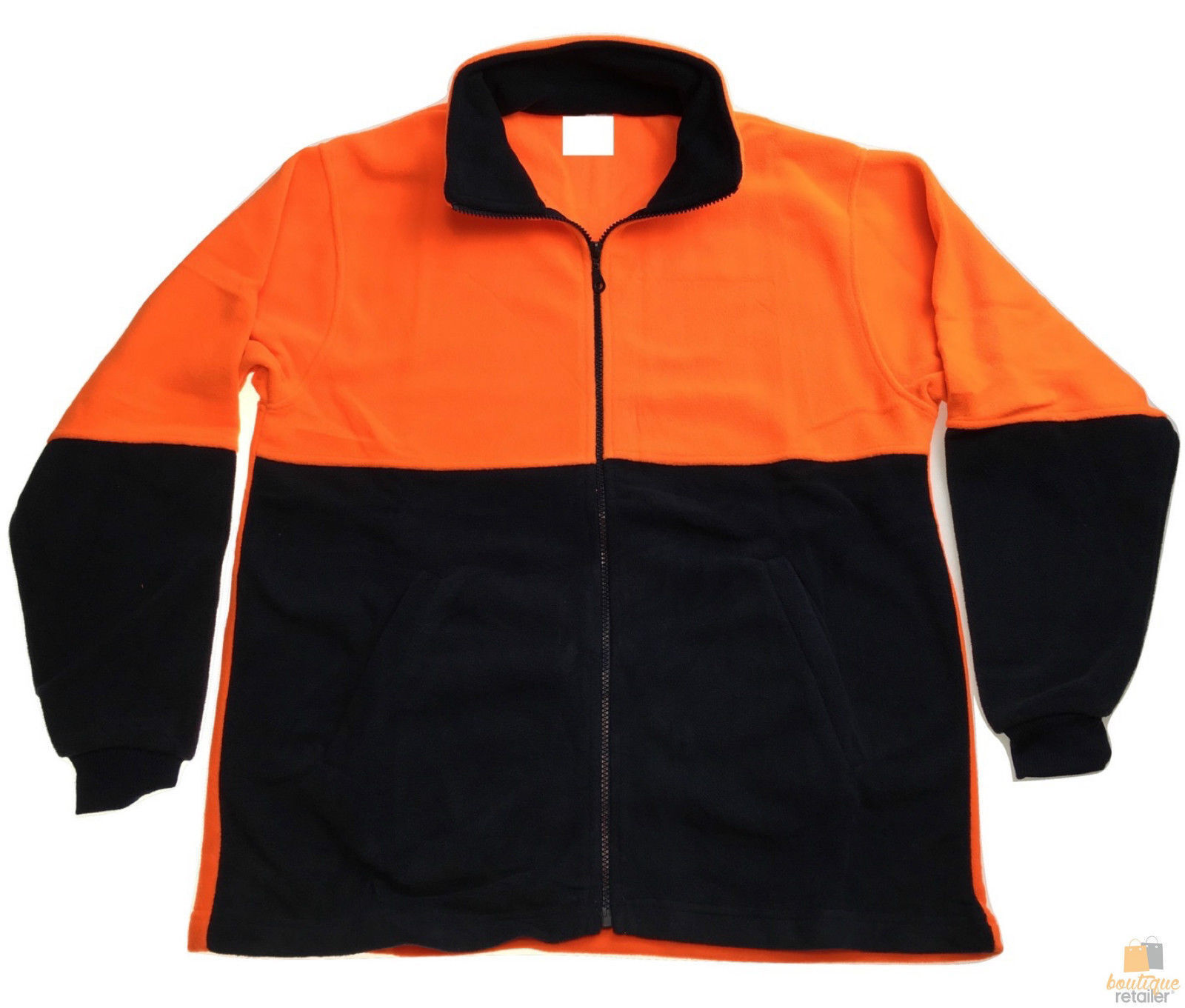 HI VIS POLAR FLEECE Jumper Full Zip Safety Workwear Fleecy Jacket Unisex - Orange - 3XL
