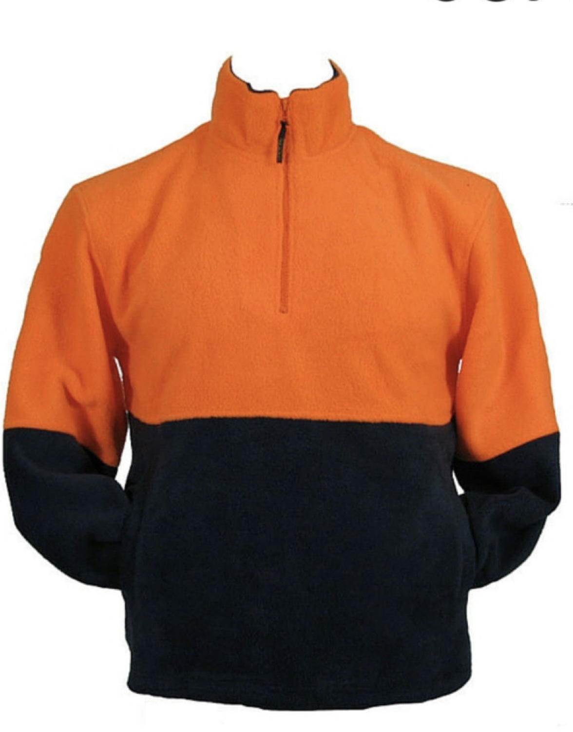 HI VIS POLAR FLEECE Jumper 1/2 Half Zip Safety Workwear Fleecy Jacket Unisex - Orange - L