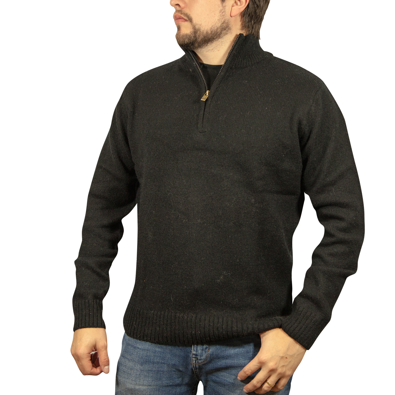 Plain Half Zip Jumper, Black