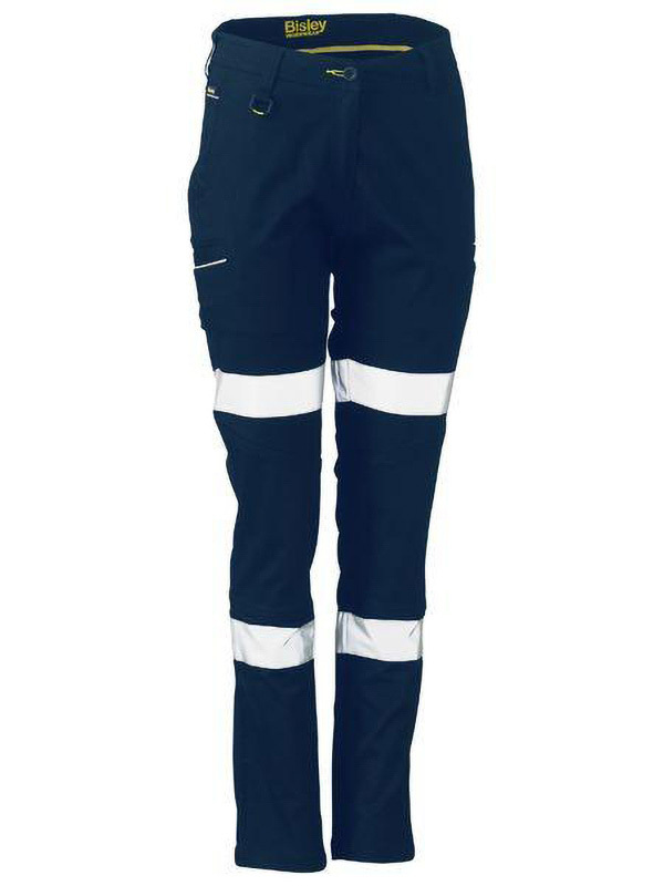 BISLEY Women's Taped Mid Rise Stretch Cotton Pants 97% Cotton 3% Elastane  Drill 280gsm Onsite Safety