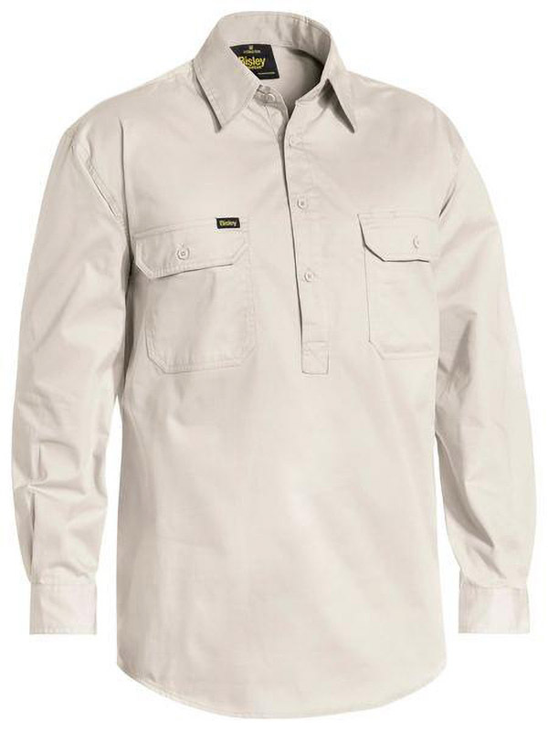 Closed Front Cool Lightweight Drill Shirt Sand Size S