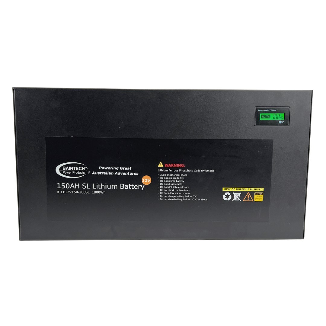 Baintech 12V 150Ah 200 Continuous BMS Slimline Lithium Battery with Digital Display