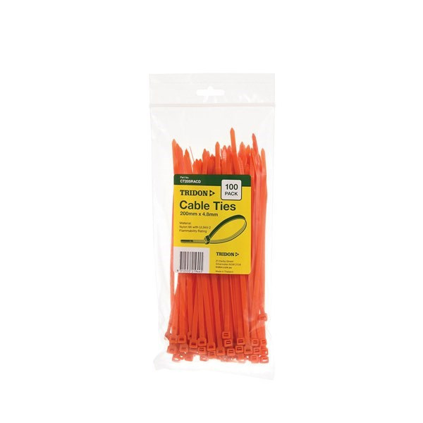 Tridon 200mm Orange Cable Tie (100pk) CT205RACD