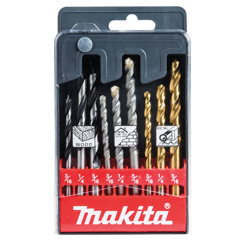Makita 9 Piece Drill Bit Assortment Set - Inch D-16449