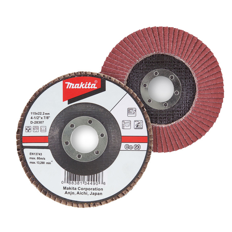 Makita 115mm Flap Disc 60# Grit - Ceramic Alumina Oxide - Angled D-28307