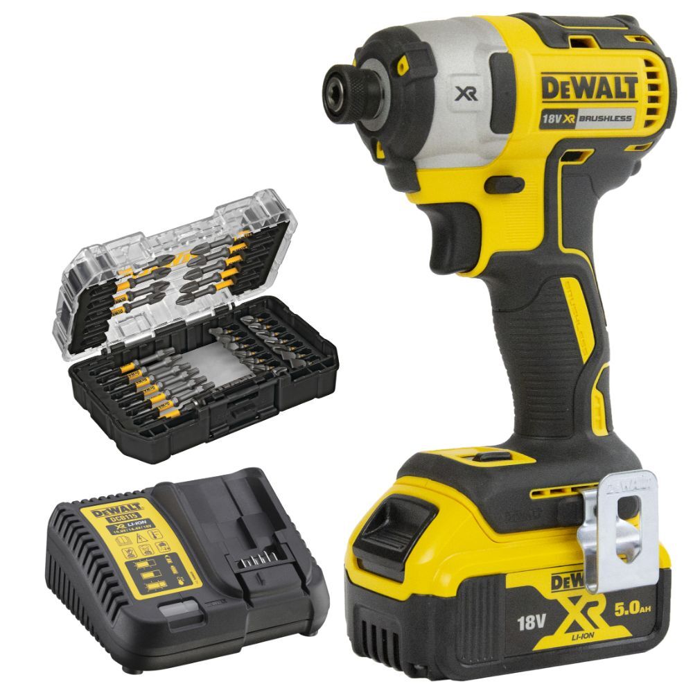 DeWalt 18V 3 Speed Brushless Impact Driver Set with Impact Set DCF887P1A-XE | tools.com