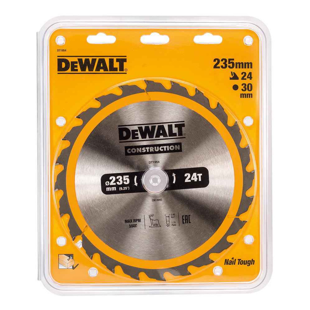 Saw Blade 235mm DT1954-QZ x Wood Construction x 24T DeWalt 30