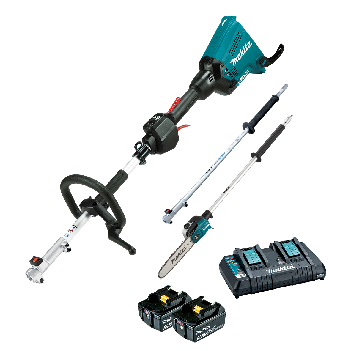Makita 18Vx2 Brushless Multi-Function Power Head with Attachments 5.0Ah Kit DUX60PSPT2